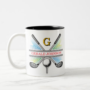 Elegant Energetic Golf Monogram Design Two-Tone Coffee Mug