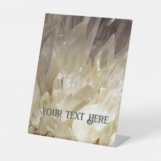 Elegant Energy Graphic Clear Quartz Pedestal Sign