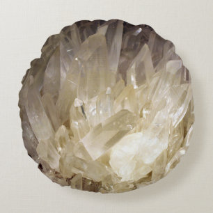 Elegant Energy Graphic Clear Quartz Round Cushion