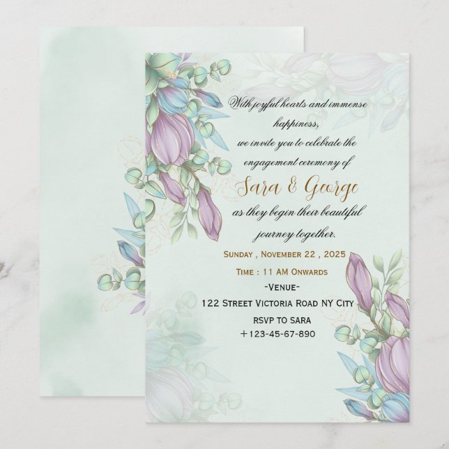 Elegant Engagement Invitation  (Front/Back)