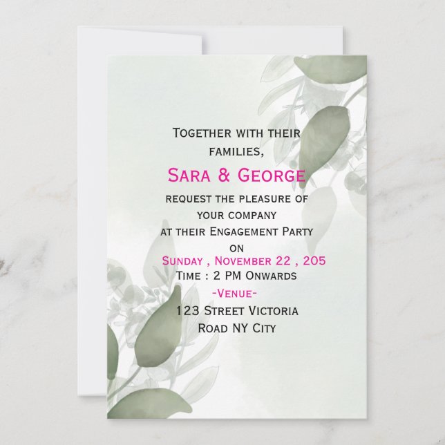 Elegant Engagement Party Invitation Template (Front)