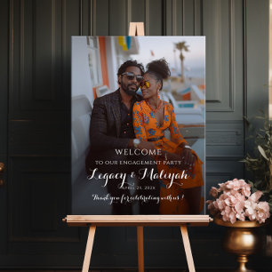 Elegant engagement party photo welcome poster
