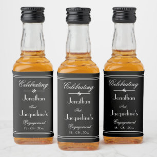 Elegant Engagement Party Vintage Chic Black Mini Liquor Bottle Label