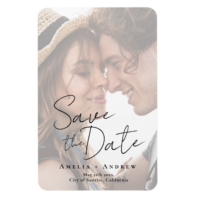 Elegant Engagement Photo Script Wedding  Magnet (Vertical)