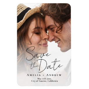 Elegant Engagement Photo Script Wedding  Magnet