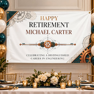 Elegant Engineer Retirement Career Celebration Banner