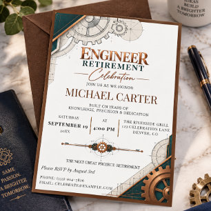 Elegant Engineer Retirement Teal Celebration Invitation