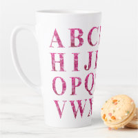 Elegant English Alphabet in Pink Floral Lettering