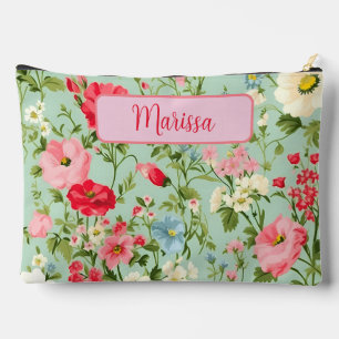 Elegant English Country Wildflower Lg Personalised Accessory Pouch
