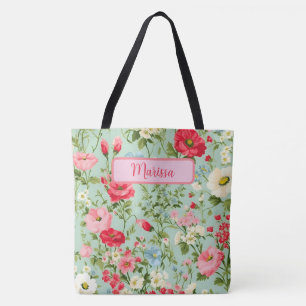 Elegant English Country Wildflower Personalised Tote Bag