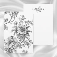 Elegant Engraved B&W Floral w/Monogram