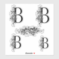 Elegant Engraved Floral Monogram Letter B