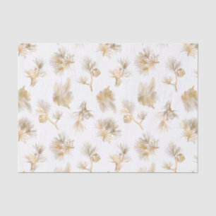 Elegant Engraved Gold Winter Pine Tissue Paper
