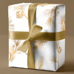 Elegant Engraved Gold Winter Pine Wrapping Paper<br><div class="desc">Elegant repeating scaleable design featuring gold gradient engraved pine branches and pine cones. Background colour is editable.</div>