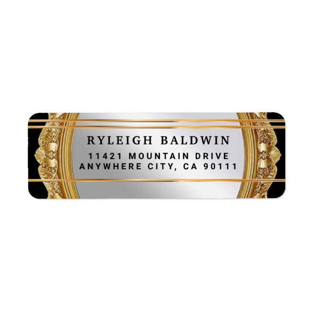 Elegant Engraved Mirror Return Address Label (Front)