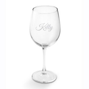 Elegant Engraved Script 19 oz. White Wine Glass