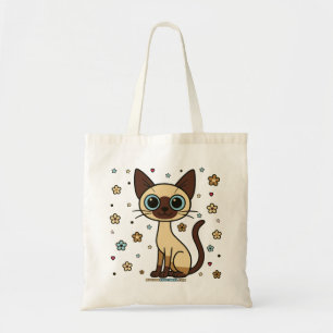 Elegant Enrique Floral Siamese Cat Tote Bag