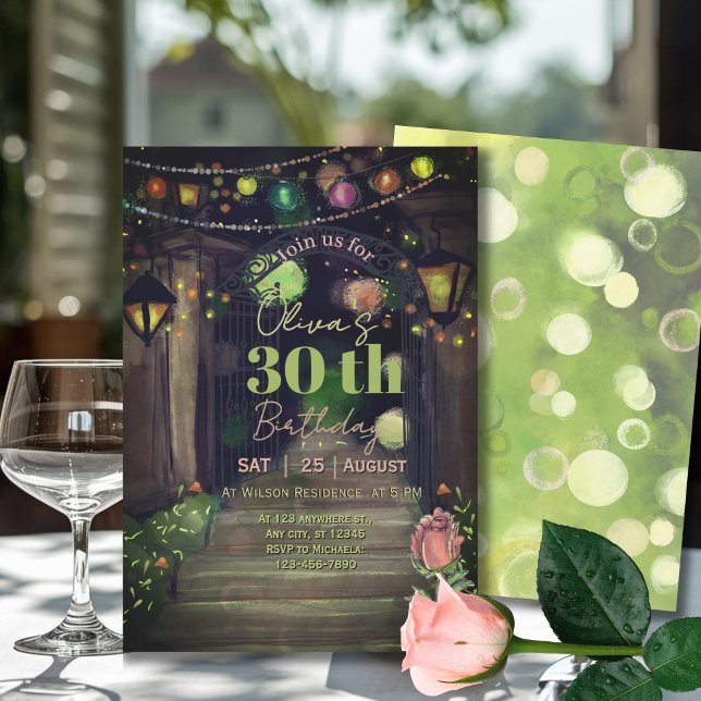 Elegant Entrance with String Lights 30th Birthday  Invitation (Elegant Entrance with String Lights 30th Birthday Invitation)
