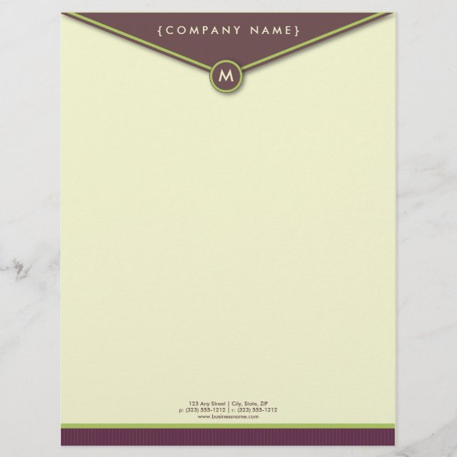 Elegant Envelope (eggplant) Monogram Letterhead Design (Front)