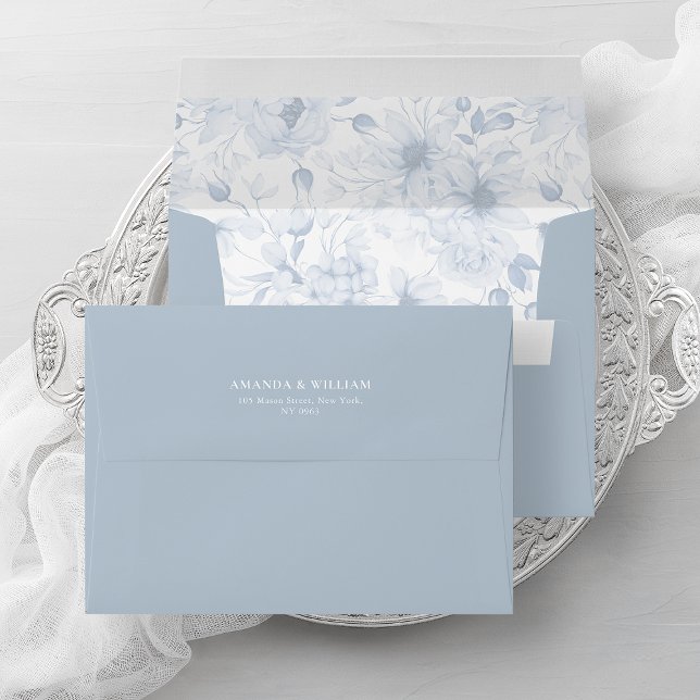 Elegant envelope with dusty blue flowers (Creator Uploaded)