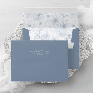 Elegant envelope with dusty blue flowers
