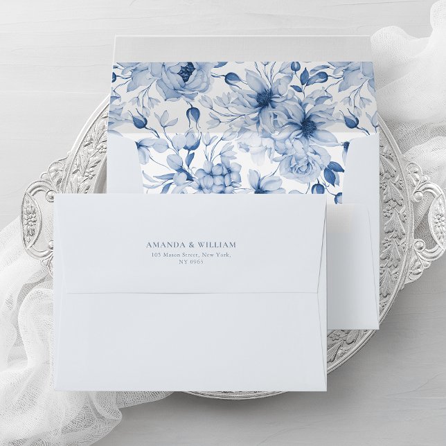 Elegant envelope with dusty blue flowers (Creator Uploaded)