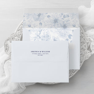 Elegant envelope with dusty blue flowers