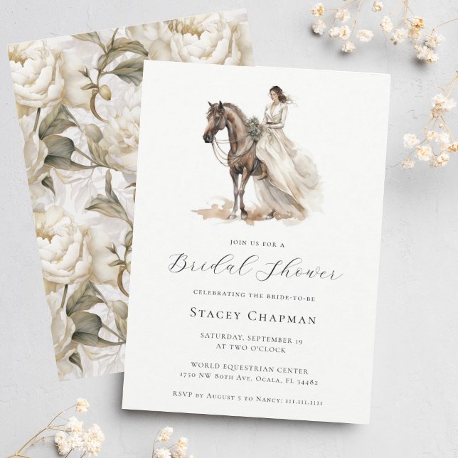 Elegant Equestrian Bride Horse Bridal Shower Invitation (Creator Uploaded)