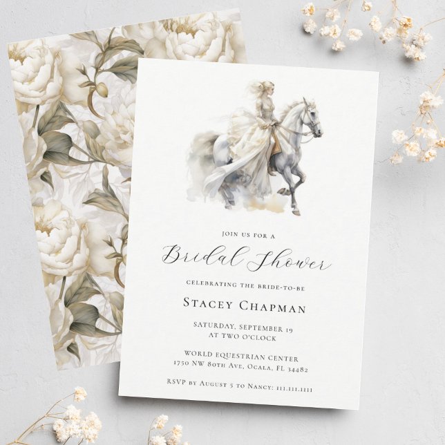 Elegant Equestrian Bride Horse Bridal Shower Invitation (Creator Uploaded)