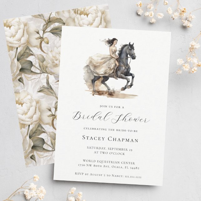 Elegant Equestrian Bride Horse Bridal Shower Invitation (Creator Uploaded)