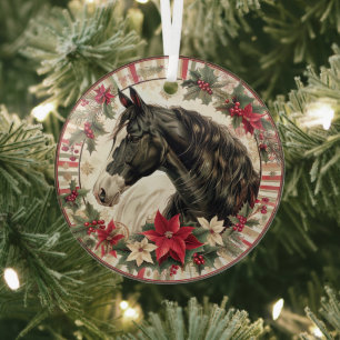 Elegant Equestrian Christmas  Glass Tree Decoration