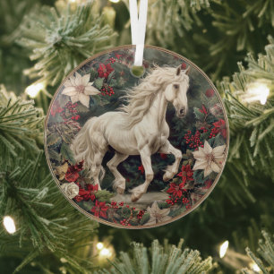 Elegant Equestrian Christmas  Glass Tree Decoration