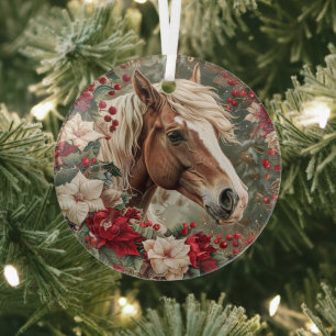 Elegant Equestrian Christmas  Glass Tree Decoration