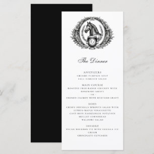 Elegant Equestrian Horse Monogram Crest Wedding Menu