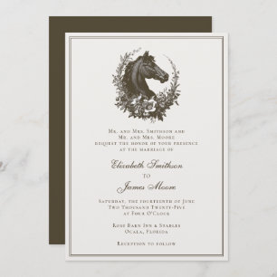 Elegant Equestrian Horse Wreath Equine Wedding Invitation
