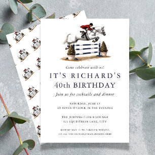 Elegant Equestrian Jumping Birthday Invitation