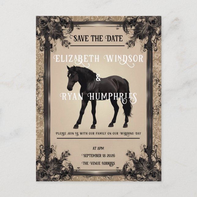 Elegant Equestrian Romance Postcard (Front)