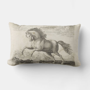Elegant Equestrian Vintage Horse Illustration Lumbar Cushion