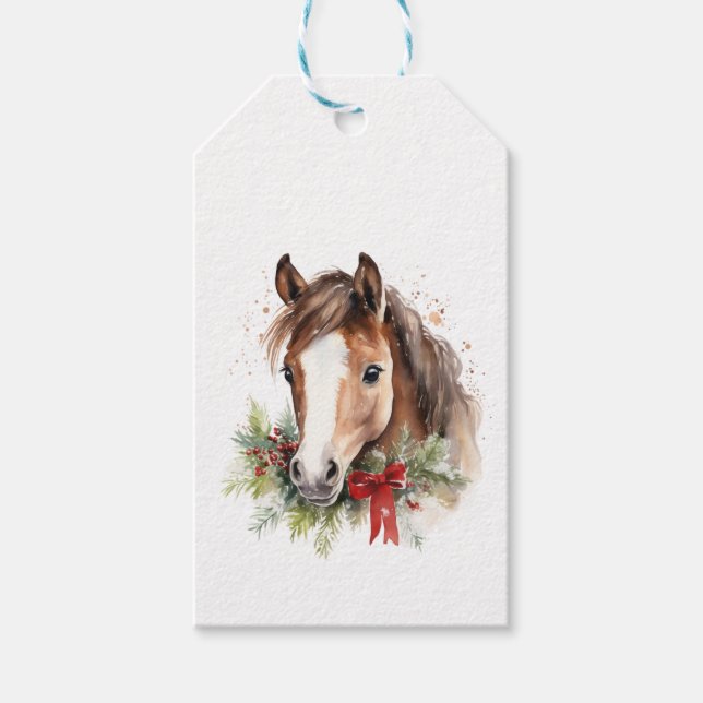 Elegant Equine Christmas Gift Tags (Front)
