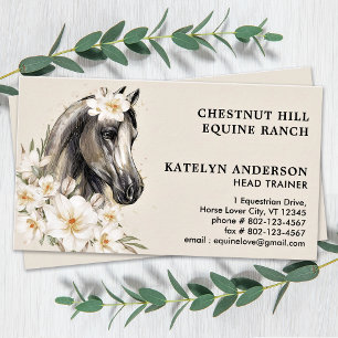 Elegant Equine Floral Personalise Equestrian Horse Business Card