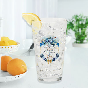 Elegant Equipped by God's Grace Blue Gold Floral  Glass