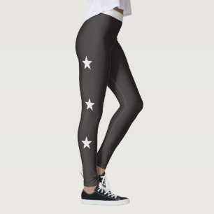 Elegant Espresso Black Neutral Stars Personalised Leggings