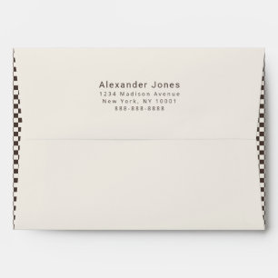 Elegant Espresso Brown Check Pattern Business Envelope
