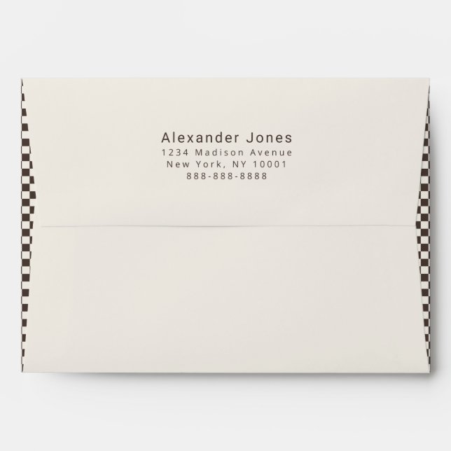 Elegant Espresso Brown Check Pattern Business Envelope (Back (Top Flap))