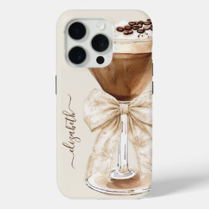 Elegant Espresso Martini Monogrammed iPhone 15 Pro Case