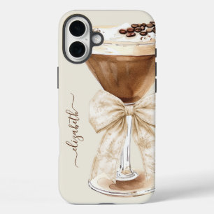 Elegant Espresso Martini Monogrammed iPhone 16 Plus Case