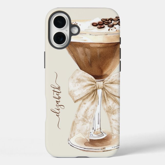 Elegant Espresso Martini Monogrammed Case-Mate iPhone Case (Back)