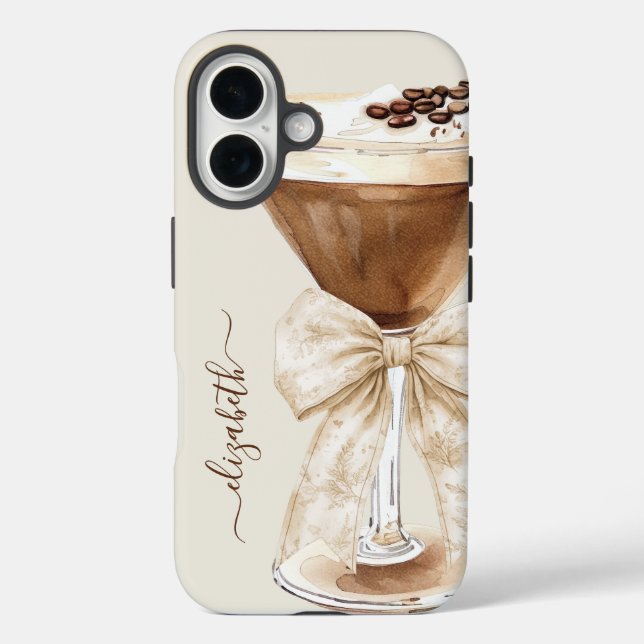Elegant Espresso Martini Monogrammed Case-Mate iPhone Case (Back)