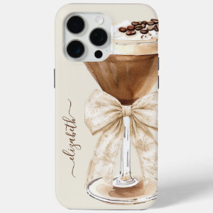 Elegant Espresso Martini Monogrammed iPhone 15 Pro Max Case