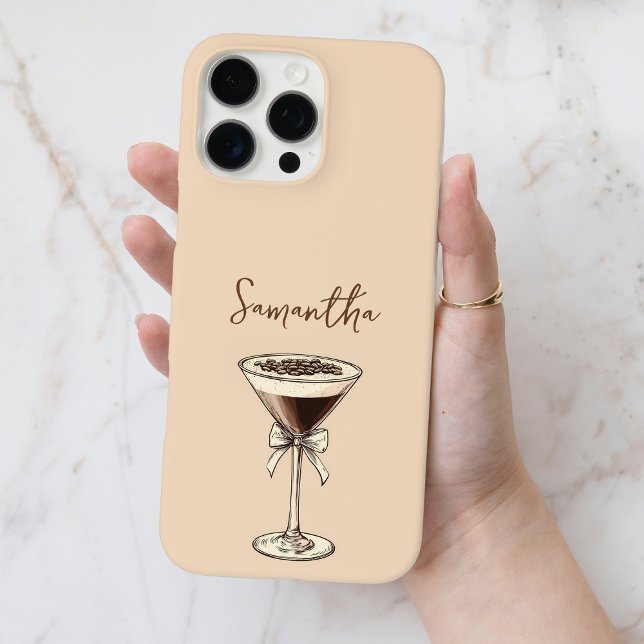 Elegant Espresso Martini Script Personalised Name Case-Mate iPhone Case (Elegant Espresso Martini Script Personalized Name Case-Mate iPhone Case)